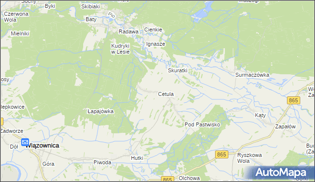 mapa Cetula, Cetula na mapie Targeo