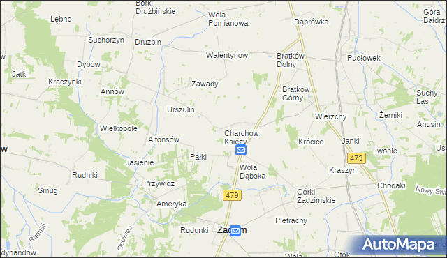 mapa Charchów Księży, Charchów Księży na mapie Targeo