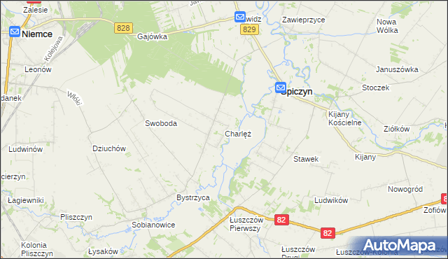 mapa Charlęż, Charlęż na mapie Targeo