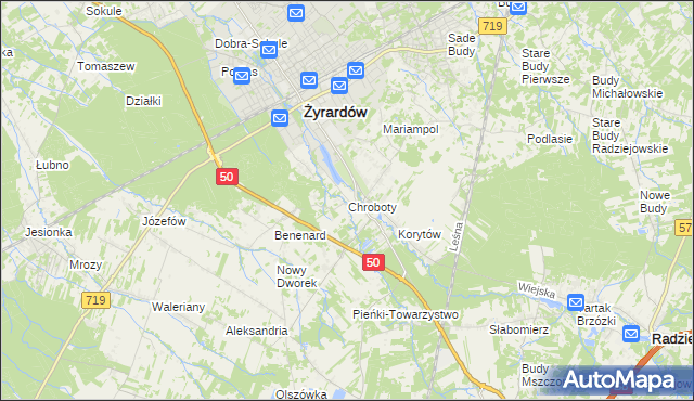 mapa Chroboty, Chroboty na mapie Targeo