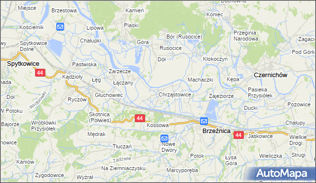 mapa Chrząstowice gmina Brzeźnica, Chrząstowice gmina Brzeźnica na mapie Targeo