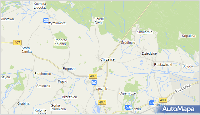 mapa Chrzelice, Chrzelice na mapie Targeo