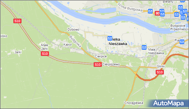 mapa Cierpice gmina Wielka Nieszawka, Cierpice gmina Wielka Nieszawka na mapie Targeo