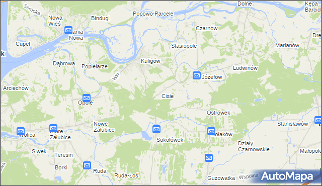 mapa Cisie gmina Dąbrówka, Cisie gmina Dąbrówka na mapie Targeo