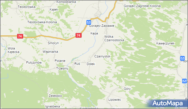 mapa Czarnystok gmina Radecznica, Czarnystok gmina Radecznica na mapie Targeo