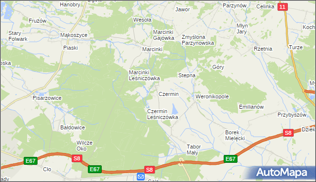 mapa Czermin gmina Bralin, Czermin gmina Bralin na mapie Targeo