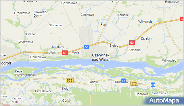 mapa Czerwińsk nad Wisłą, Czerwińsk nad Wisłą na mapie Targeo
