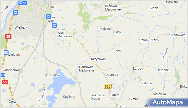 mapa Czerwony Dwór gmina Stary Targ, Czerwony Dwór gmina Stary Targ na mapie Targeo