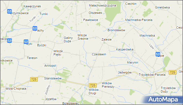 mapa Czesławin, Czesławin na mapie Targeo
