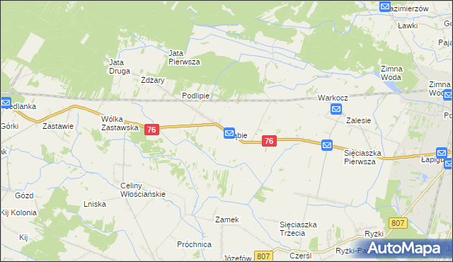 mapa Dąbie gmina Łuków, Dąbie gmina Łuków na mapie Targeo