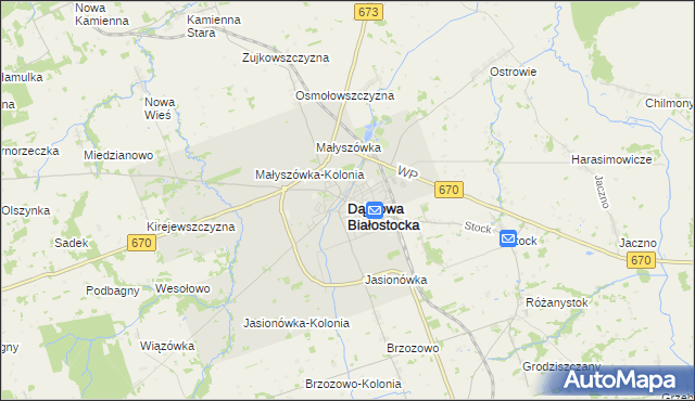 mapa Dąbrowa Białostocka, Dąbrowa Białostocka na mapie Targeo