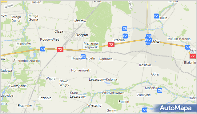 mapa Dąbrowa gmina Jeżów, Dąbrowa gmina Jeżów na mapie Targeo