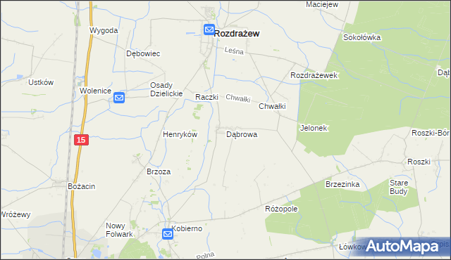 mapa Dąbrowa gmina Rozdrażew, Dąbrowa gmina Rozdrażew na mapie Targeo