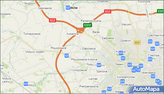 mapa Dąbrowica gmina Jastków, Dąbrowica gmina Jastków na mapie Targeo