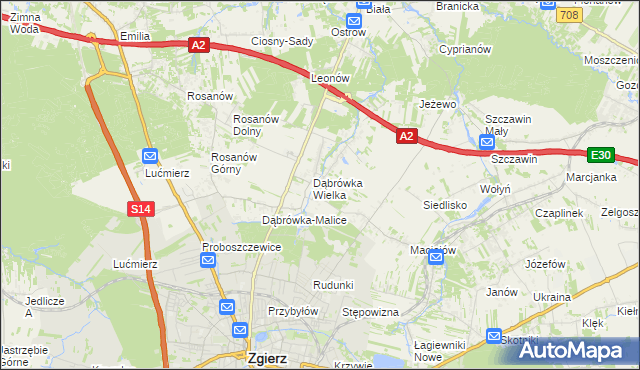 mapa Dąbrówka-Strumiany, Dąbrówka-Strumiany na mapie Targeo