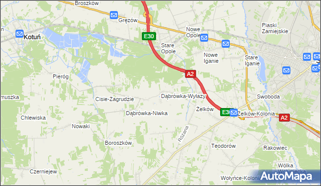 mapa Dąbrówka-Wyłazy, Dąbrówka-Wyłazy na mapie Targeo