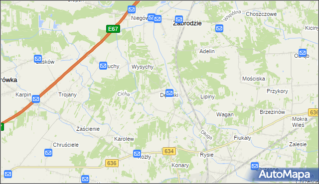 mapa Dębinki gmina Zabrodzie, Dębinki gmina Zabrodzie na mapie Targeo