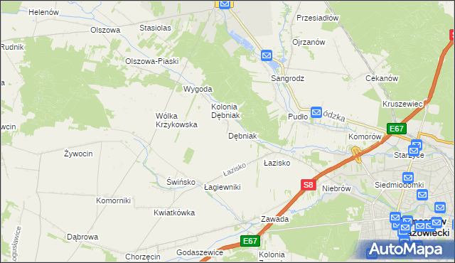 mapa Dębniak gmina Ujazd, Dębniak gmina Ujazd na mapie Targeo