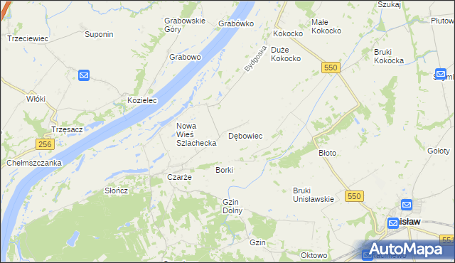 mapa Dębowiec gmina Dąbrowa Chełmińska, Dębowiec gmina Dąbrowa Chełmińska na mapie Targeo