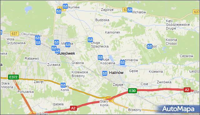 mapa Długa Kościelna, Długa Kościelna na mapie Targeo