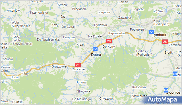mapa Dobra powiat limanowski, Dobra powiat limanowski na mapie Targeo