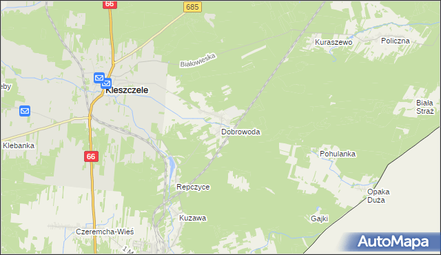 mapa Dobrowoda gmina Kleszczele, Dobrowoda gmina Kleszczele na mapie Targeo