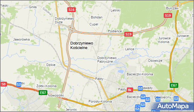 mapa Dobrzyniewo Fabryczne, Dobrzyniewo Fabryczne na mapie Targeo