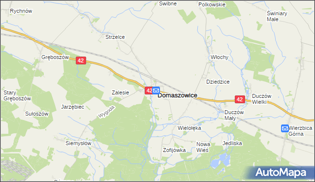 mapa Domaszowice powiat namysłowski, Domaszowice powiat namysłowski na mapie Targeo