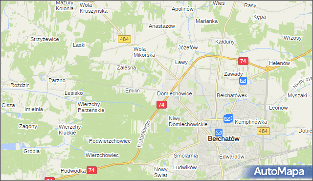 mapa Domiechowice, Domiechowice na mapie Targeo