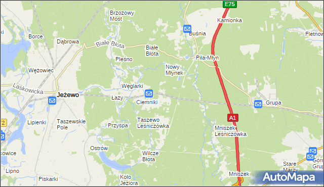 mapa Dubielno gmina Jeżewo, Dubielno gmina Jeżewo na mapie Targeo