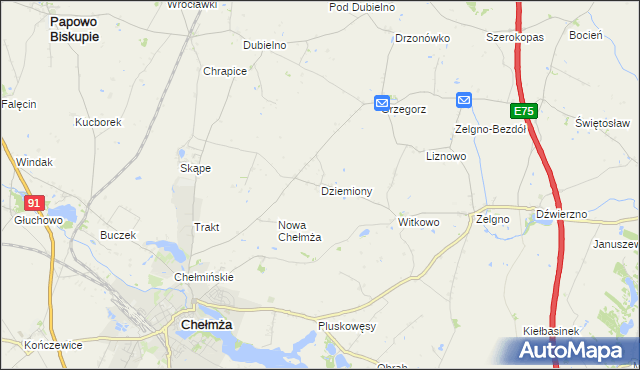 mapa Dziemiony, Dziemiony na mapie Targeo