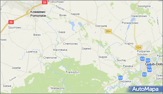 mapa Gajewo gmina Golub-Dobrzyń, Gajewo gmina Golub-Dobrzyń na mapie Targeo