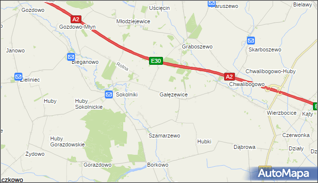 mapa Gałęzewice, Gałęzewice na mapie Targeo