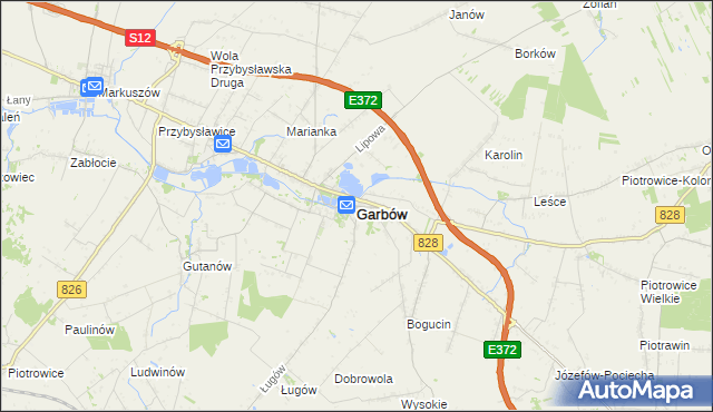 mapa Garbów powiat lubelski, Garbów powiat lubelski na mapie Targeo