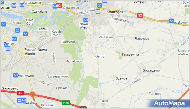 mapa Garby gmina Swarzędz, Garby gmina Swarzędz na mapie Targeo