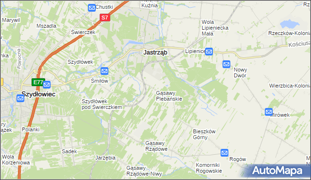 mapa Gąsawy Plebańskie, Gąsawy Plebańskie na mapie Targeo