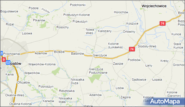 mapa Gierczyce gmina Wojciechowice, Gierczyce gmina Wojciechowice na mapie Targeo