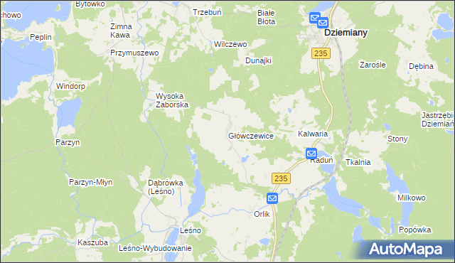 mapa Główczewice, Główczewice na mapie Targeo