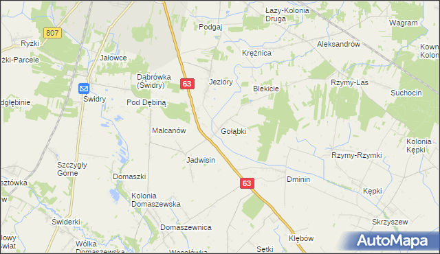 mapa Gołąbki gmina Łuków, Gołąbki gmina Łuków na mapie Targeo