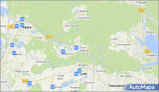 mapa Górki Śląskie, Górki Śląskie na mapie Targeo