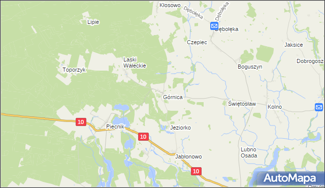 mapa Górnica gmina Wałcz, Górnica gmina Wałcz na mapie Targeo