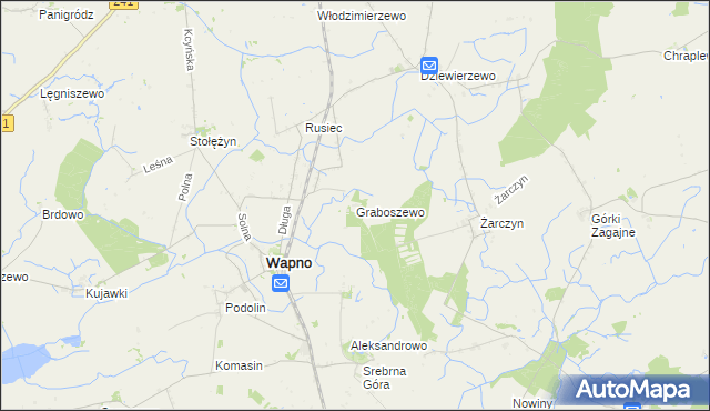 mapa Graboszewo gmina Wapno, Graboszewo gmina Wapno na mapie Targeo