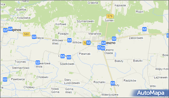 mapa Grądki gmina Leszno, Grądki gmina Leszno na mapie Targeo