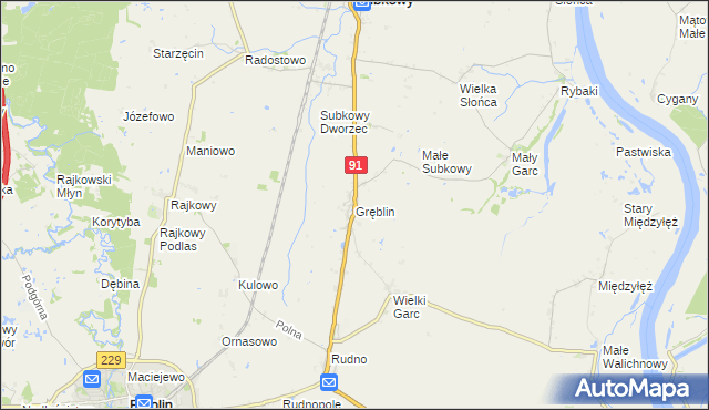 mapa Gręblin, Gręblin na mapie Targeo