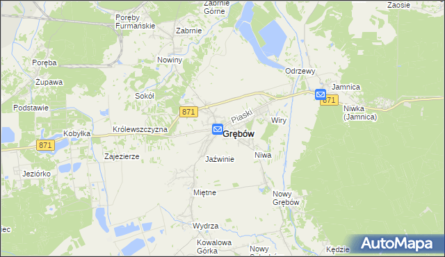 mapa Grębów powiat tarnobrzeski, Grębów powiat tarnobrzeski na mapie Targeo
