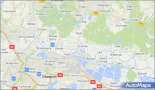 mapa Gromiec, Gromiec na mapie Targeo