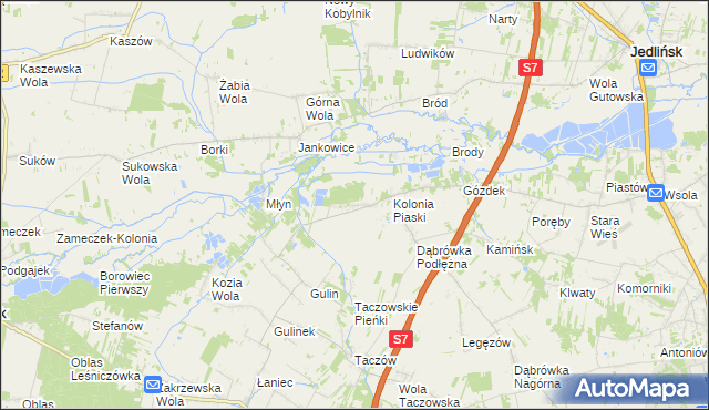 mapa Gustawów gmina Zakrzew, Gustawów gmina Zakrzew na mapie Targeo