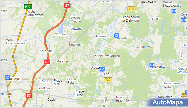 mapa Henryków-Urocze, Henryków-Urocze na mapie Targeo