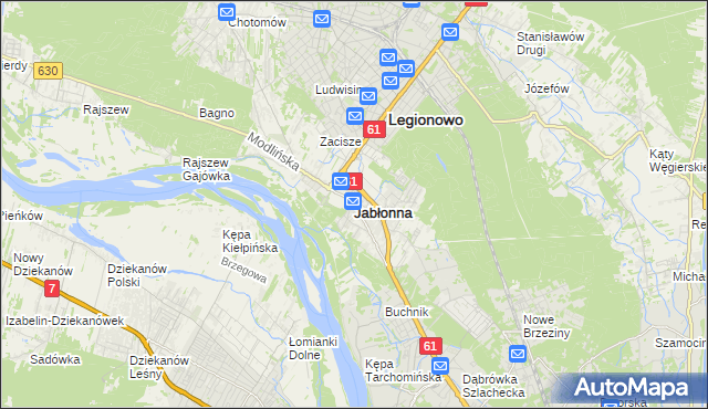 mapa Jabłonna powiat legionowski, Jabłonna powiat legionowski na mapie Targeo