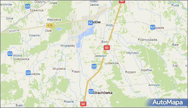 mapa Jadwisin gmina Strachówka, Jadwisin gmina Strachówka na mapie Targeo